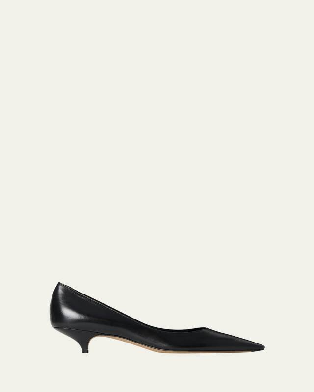Liisa Leather Kitten-Heel Pumps